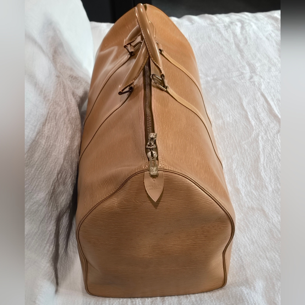 Louis Vuitton Epi Keepall 60 Tan Beige Brown Travel Bag Luggage Boston Speedy - Picture 2 of 16